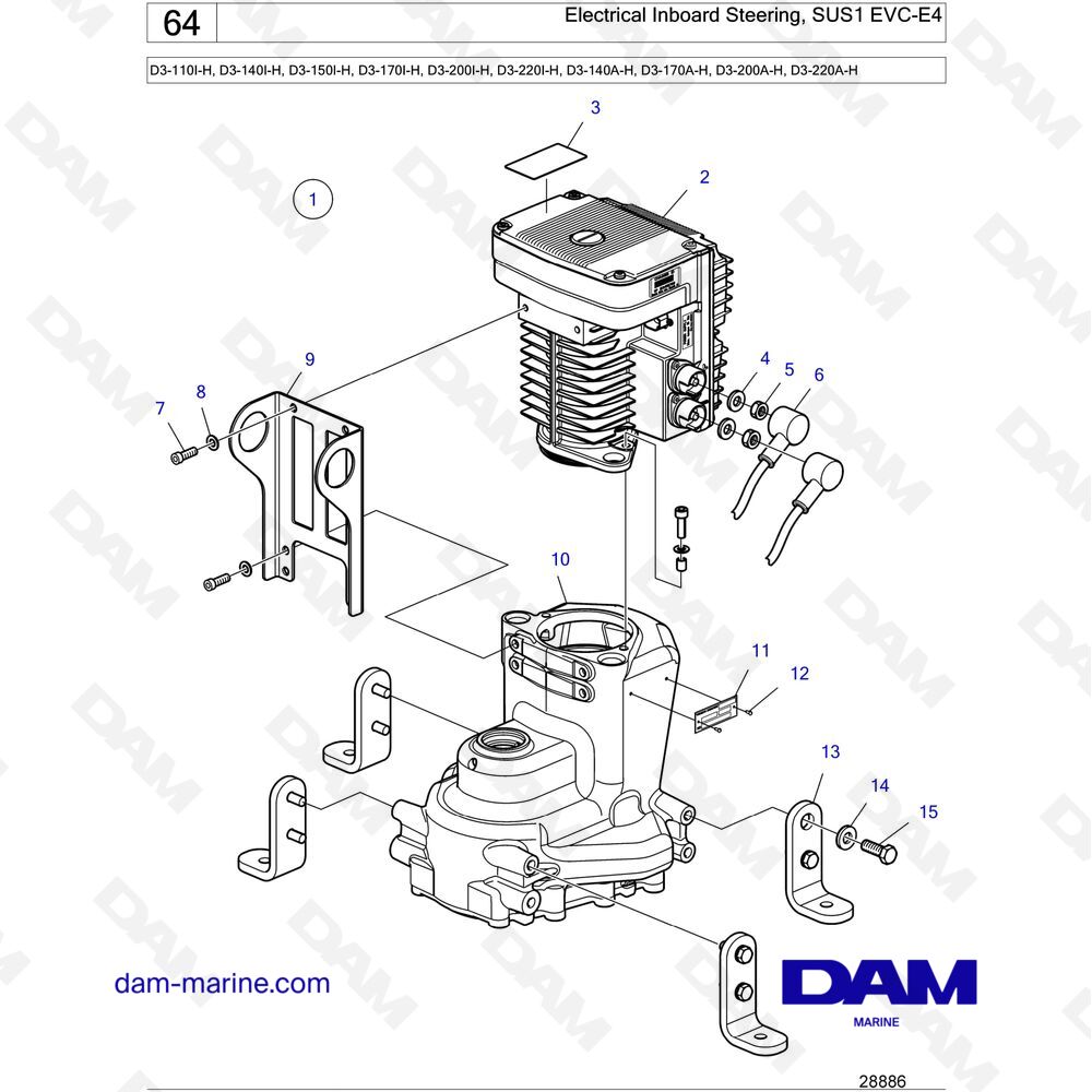 Spare Parts And Exploded Views For Volvo Penta D3-200A-H